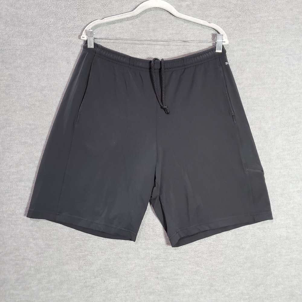 REI Men Activewear Shorts Large Black Drawstring Pockets High Rise‎ 9" Inseam